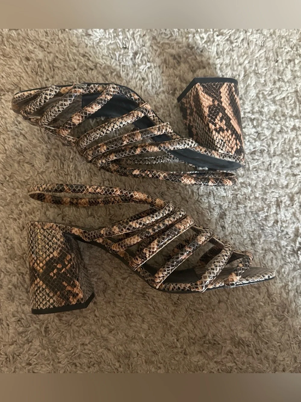 free people snakeskin strappy heels